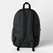 Charcoal Base with Teal Wave Accents Bedruckter Rucksack (Rückseite)