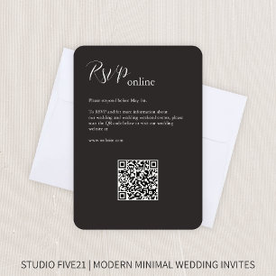 Charcoal Black ・ Elegante Moderne Hochzeit RSVP Karte