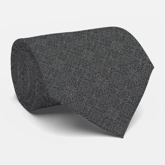 Charcoal Black Jacquard Monochrome Textured Krawatte (Gerollt)