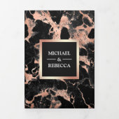 Charcoal Black Marble Rose Gold Foil Foto Hochzeit Dreifach Gefaltete Einladung (Cover)