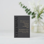 Charcoal Black Typografy Wedding Zeremony Begleitkarte (Stehend Vorderseite)