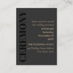 Charcoal Black Typografy Wedding Zeremony Begleitkarte