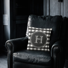 Charcoal Black und White Gingham Kissen