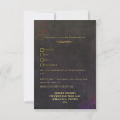 Charcoal Black Velvet Luxe Gold Wedding RSVP (Rückseite)