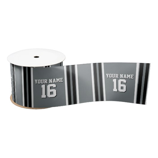 Charcoal Black Whit Team Jersey Name Satinband (Spule)