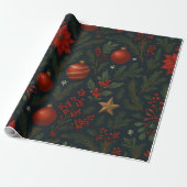 Charcoal Bloom - Charcoal Floral Holiday Geschenkpapier (Ungerollt)