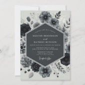Charcoal Bloom Elegance Wedding Einladung (Vorderseite)
