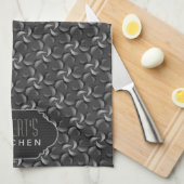 Charcoal Blume Muster Monogram Kitchen Tee Tuch (Viertel Falte)