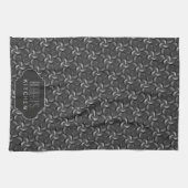 Charcoal Blume Muster Monogram Kitchen Tee Tuch (Horizontal)