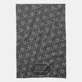 Charcoal Blume Muster Monogram Kitchen Tee Tuch (Vertikal)