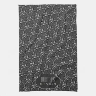 Charcoal Blume Muster Monogram Kitchen Tee Tuch