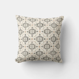 Charcoal & Blush French Damask Throw Pillow Kissen