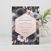 Charcoal Blush Gloaming Wedding Einladung (Stehend Vorderseite)