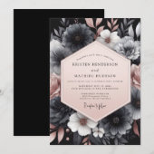 Charcoal Blush Gloaming Wedding Einladung (Vorne/Hinten)