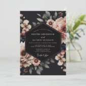 Charcoal Blush Nocturne Wedding Einladung (Stehend Vorderseite)