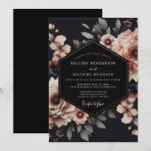 Charcoal Blush Nocturne Wedding Einladung (Vorne/Hinten)