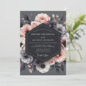 Charcoal Blush Tableau Wedding Einladung (Stehend Vorderseite)