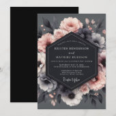 Charcoal Blush Tableau Wedding Einladung (Vorne/Hinten)