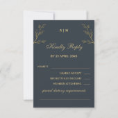 Charcoal Botanical Christian Wedding RSVP (Vorderseite)