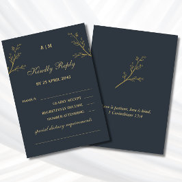 Charcoal Botanical Christian Wedding RSVP  Karte