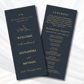Charcoal Botanical Minimalist Christian Wedding Programm