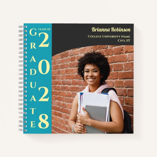 Charcoal Brown Photo Modern Graduation Notizblock (Vorderseite)