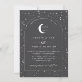 Charcoal Celestial Arched Wedding Invitation Foto Einladung (Vorderseite)