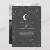 Charcoal Celestial Arched Wedding Invitation Foto Einladung (Vorne/Hinten)