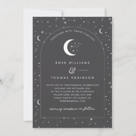 Charcoal Celestial Arched Wedding Invitation Foto Einladung