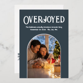 Charcoal Christmas Baby Birth Announcement Foto Folien Feiertagskarte