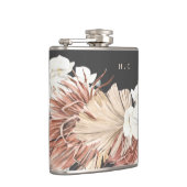 Charcoal Cream Pampas Grass Floral Jungle Wedding Flachmann (Rechts)