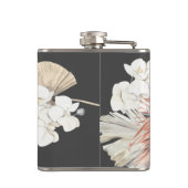 Charcoal Cream Pampas Grass Floral Jungle Wedding Flachmann (Rückseite)