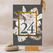 Charcoal Cream Pampas Grass Floral Jungle Wedding Tischnummer