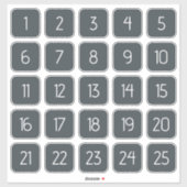 Charcoal Customizable Square Number Stickers  Aufkleber (Blatt)