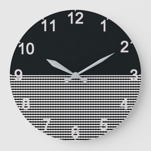Charcoal Denim and Horizontal Lines, Wall Clock Große Wanduhr (Vorderseite)