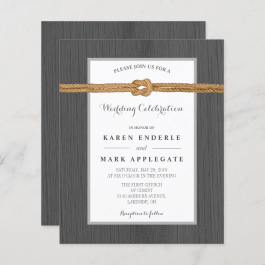 Charcoal Dockside & Rope Rustikales Budget Hochzei (Vorne/Hinten)