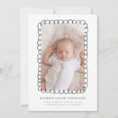 Charcoal Doodle Rahmen Geburtsankündigung Foto Ankündigung (Vorderseite)