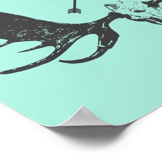 Charcoal Elch Skull Art Hunter / Boho Poster (Ecke)