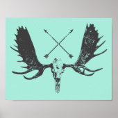 Charcoal Elch Skull Art Hunter / Boho Poster (Vorne)