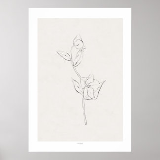 Charcoal Floral Print 'Helleborum' Poster