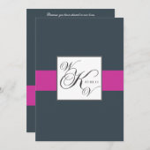 Charcoal Fuchsia Monogramme Hochzeitseinladungen Einladung (Vorne/Hinten)