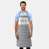 Charcoal Gingham Karo "Hello Pumpkin" Fall Schürze (Getragen)