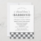Charcoal Gingham Wedding Probe Dinner Barbecue Einladung (Vorderseite)
