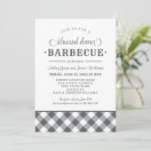 Charcoal Gingham Wedding Probe Dinner Barbecue Einladung (Stehend Vorderseite)