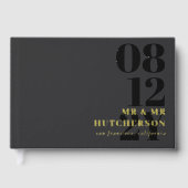 Charcoal Gold Bold Date Typografy Wedding Gästebuch (Vorderseite)