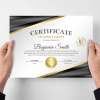 Charcoal & Gold Certificate of Appreciation Award