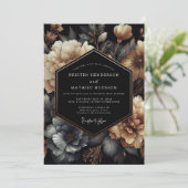Charcoal Gold Chiaroscuro Wedding Einladung (Stehend Vorderseite)