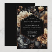 Charcoal Gold Chiaroscuro Wedding Einladung (Vorne/Hinten)