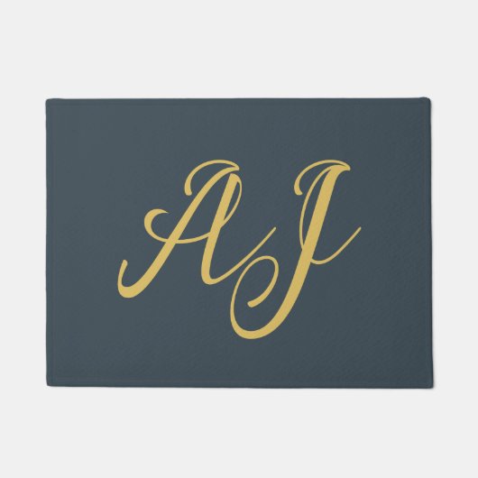 Charcoal Gold Color Monogram Professional Initial Fußmatte (Vorderseite)