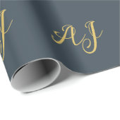 Charcoal Gold Color Monogram Professional Initial Geschenkpapier (Rolleneckpunkt)